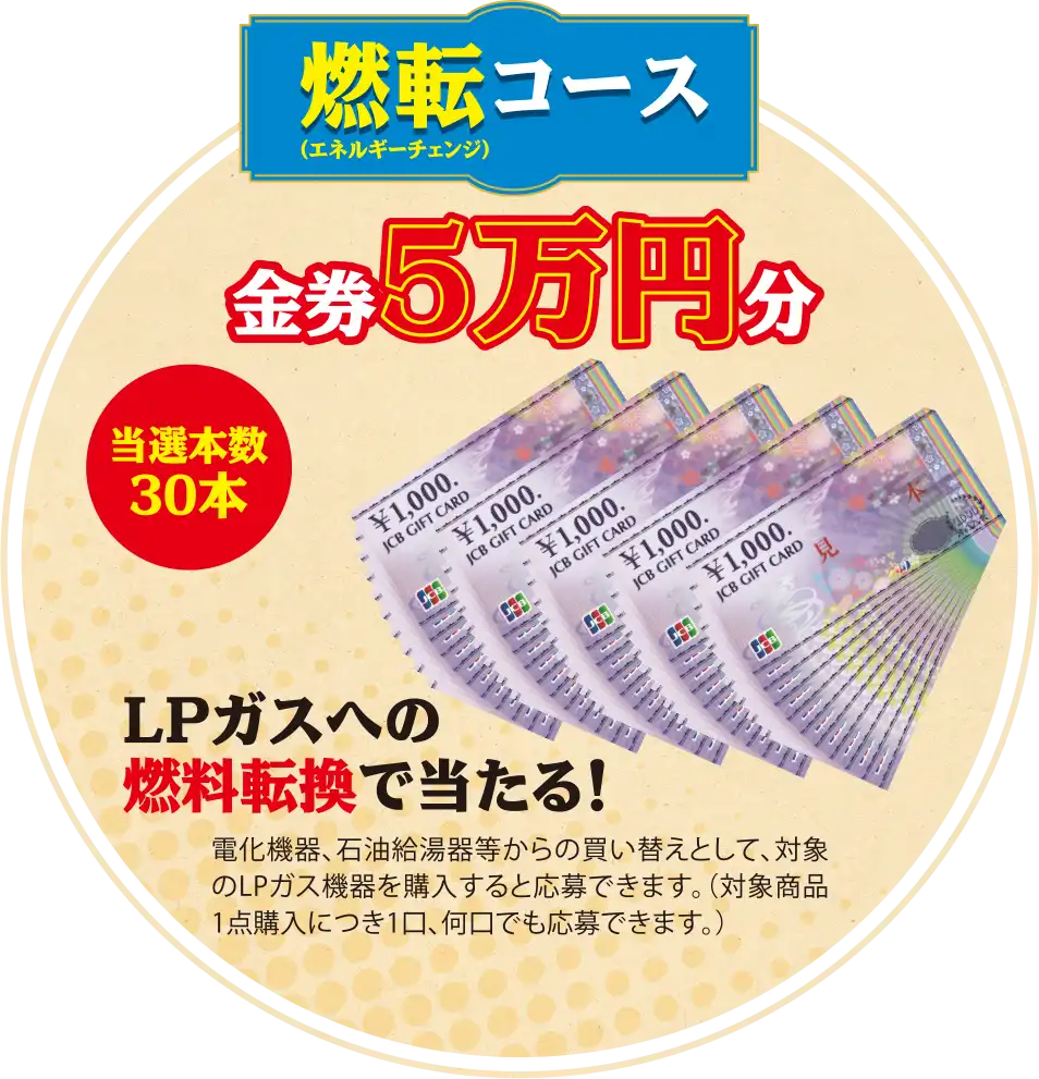 燃転コース　金券5万円分　当選本数30本